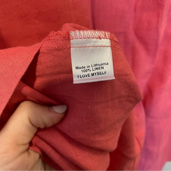 FLAX Coral Pleated V Neck Tunic Top - Picture 7 of 9